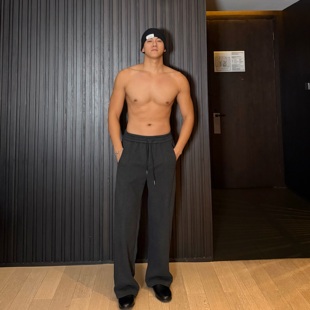 冬季 卡其 加绒加厚毛呢长裤 美式 男 JZD 复古直筒百搭休闲裤 深灰