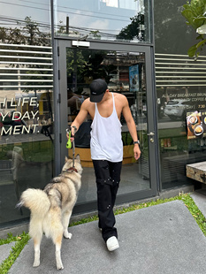 吊带设计阔型无袖 JZD 高街运动宽松背心 美式 T恤男 性感肌肉男