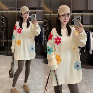 欧货重工立体花朵设计感上衣女2025秋冬新款宽松显瘦休闲长袖T恤