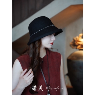 若芙｜【和纸帽】和纸帽子夏季卷边防晒帽复古优雅礼帽