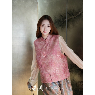 若芙｜【锦绣芳华】重工双色提花珠绣真丝亚麻混纺两面穿马甲