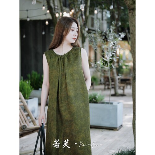 若芙新中式桑蚕丝提花香云纱马甲