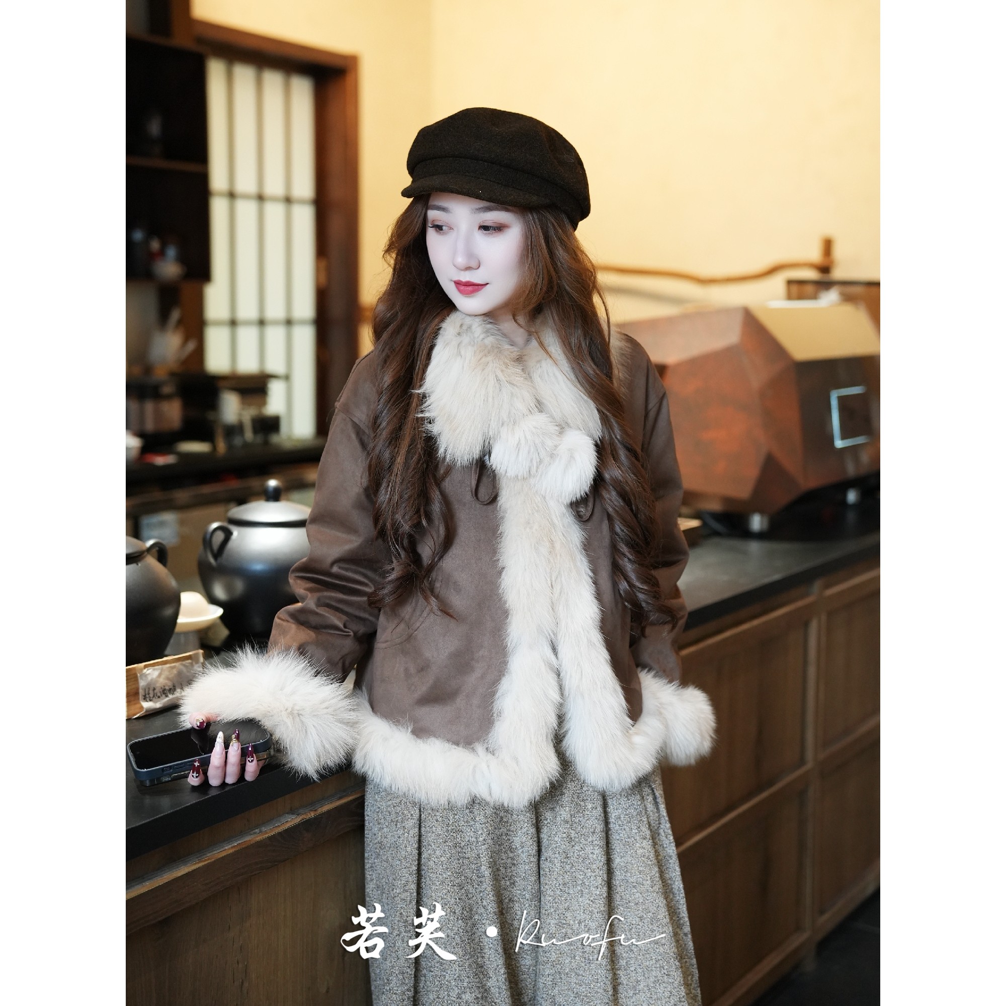 若芙｜【巴洛克情书】大狐狸毛领皮草拼接麂皮绒鹅绒服上衣外套,女装/女士精品,上衣,淘宝优惠券,粉丝福利购,淘宝优惠卷