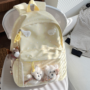 波点痛包双肩包可爱ins风小众设计感书包女初中生 通勤大学生背包