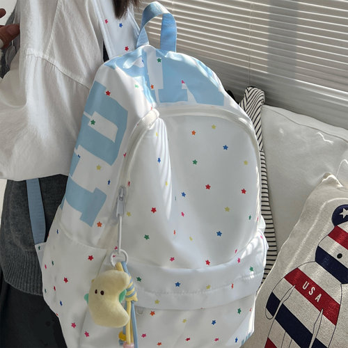 ins波点韩系大学生轻便书包女初中生高颜值大容量 旅行通勤双肩包