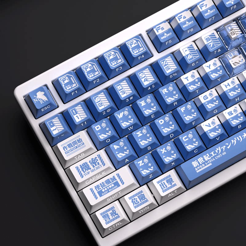 密探EVA绫波丽250键+双拼侧刻PC双拼透光键帽搭配机械蜂X80 X100图片