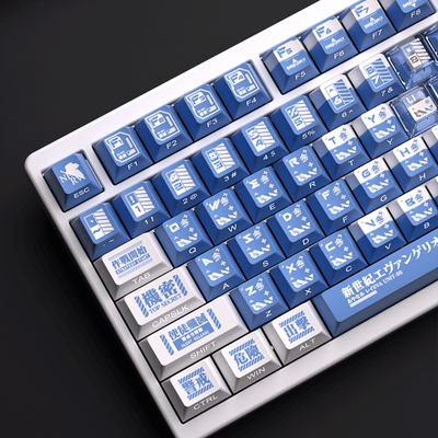 密探EVA绫波丽250键+双拼侧刻PC双拼透光键帽搭配机械蜂X80 X100