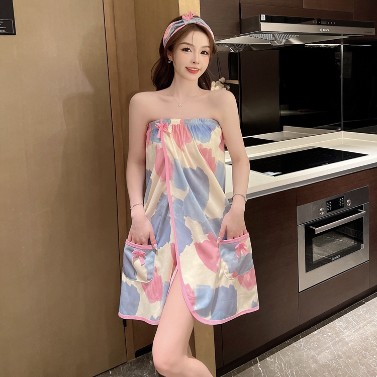 浴巾女性感浴袍裹胸可穿可裹宽松酒店抹胸浴裙速干吸水睡衣家居服