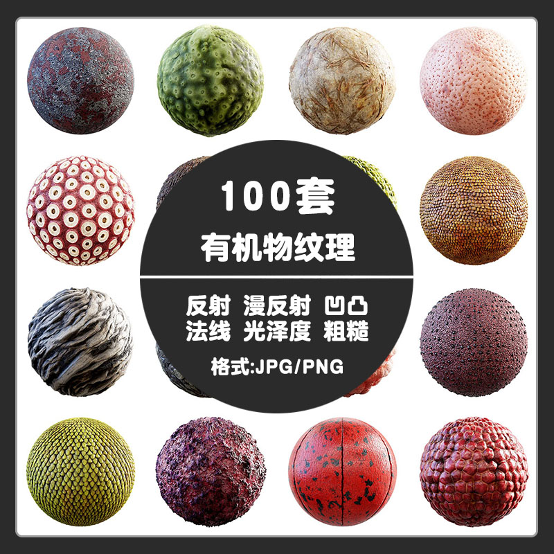 C4D生物皮肤纹理unity3Dmax龙鳞内脏外形生物贴图血肉骨骼may法线