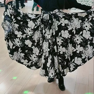 裙长80 醋酸缎面半身花裙 85cm 浩婷雪娟