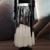 浩婷雪娟 飘纱蕾丝拼接网纱半身裙 裙长85 裙摆720