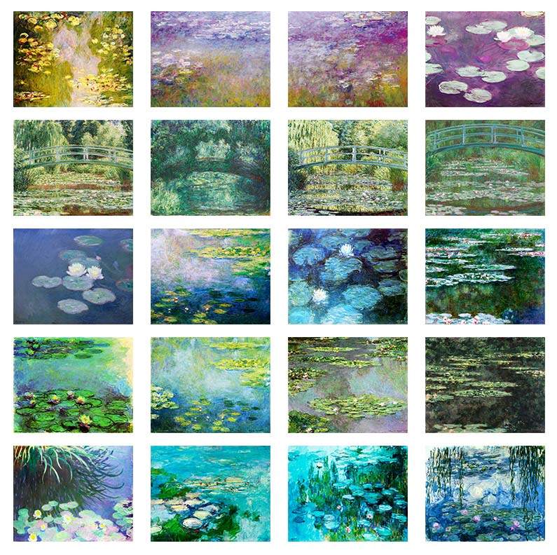 自粘莫奈睡莲修复画芯合集走廊客厅卧室沙发背景墙横版挂画装饰画,家居饰品,现代装饰画,淘宝优惠券,粉丝福利购,淘宝优惠卷
