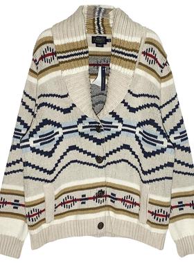 PENDLETON厚冬男装西装领粗针棉质织花长袖时尚口袋纽扣开衫外套