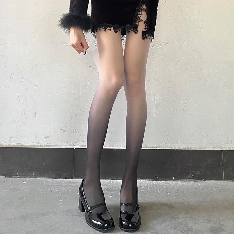 性感渐变丝袜女薄款春秋紫色日系设计感小众肤色肤丝连裤袜