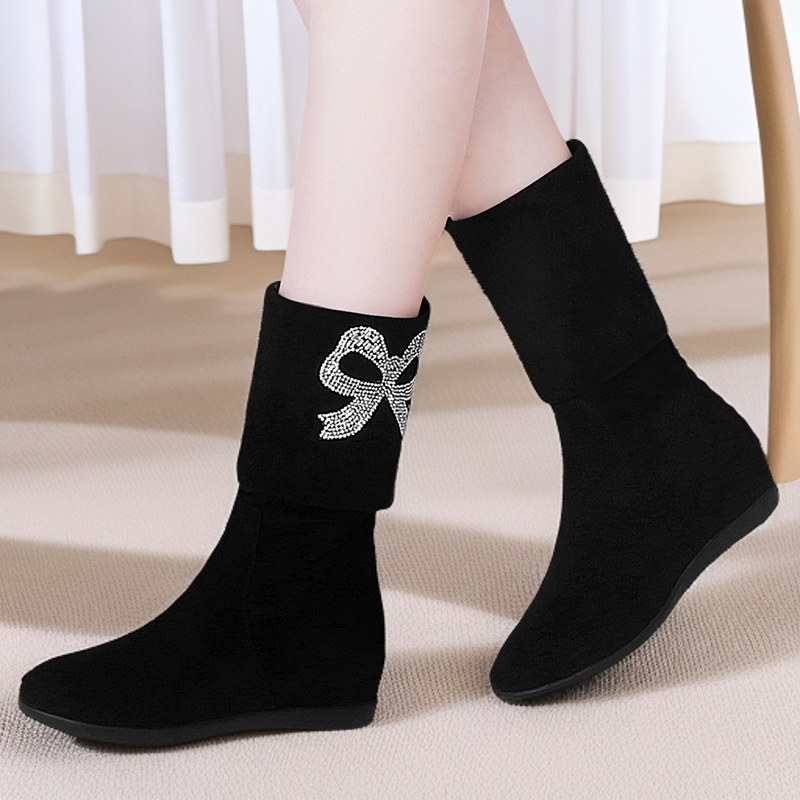 一鞋两穿秋冬韩版短靴加绒弹力靴百搭中筒靴显瘦平底内增高女靴子,女鞋,弹力靴/袜靴,淘宝优惠券,粉丝福利购,淘宝优惠卷