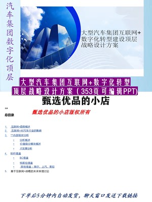 大型汽车集团互联网+数字化转型顶层战略设计方案353页可编辑PPT