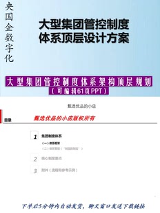 国有大型集团管控制度体系框架顶层设计方案可编辑61页PPT参考