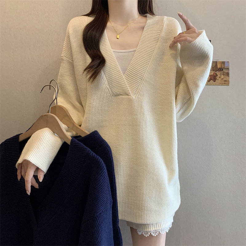 大码女装毛衣短裤两件套装女春秋冬季新款时尚轻奢蕾丝边宽松减龄