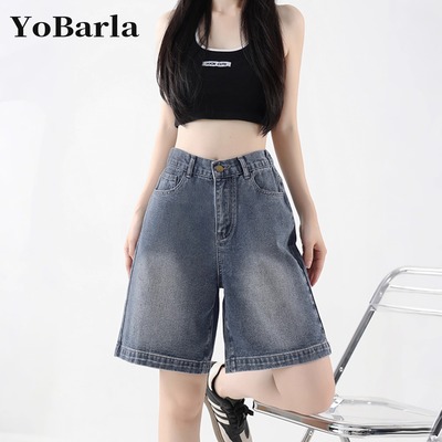 复古直筒牛仔短裤女夏薄款
