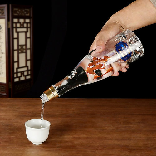一斤装白酒瓶空瓶子彩盒包装透明玻璃瓶500ml包邮酒壶酒罐定制
