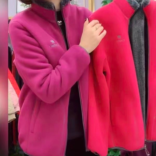 中老年人加绒加厚外套妈妈羊羔绒卫衣中年女装秋冬颗粒摇粒绒上衣