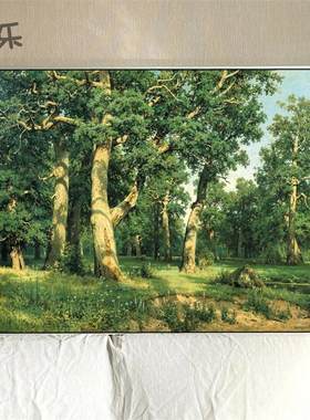 希施金装饰森林油画玄关简欧风景画欧式客厅装饰画电表箱画