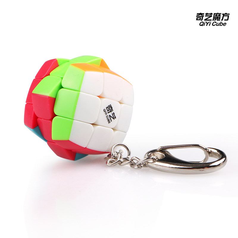 QIYI RUBIKS CUBE CHECKERED KEYCHAIN 3RD ORDER RUBIKS CUBE SOLID COLOR MINI 3RD ORDER SMALL STEAMED BUN 3.0CM KEYCHAIN COLOR 3RD ORDER