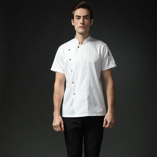 酒楼饭店火锅农庄食堂后厨师工作服春夏季装短袖男款面馆白色专业