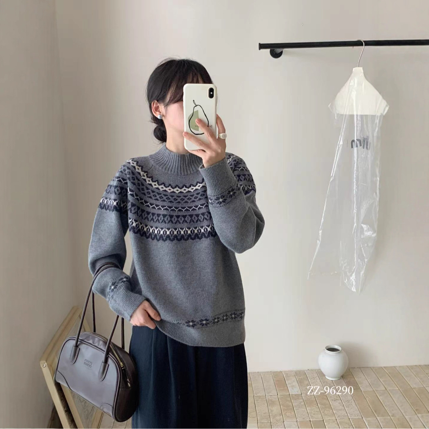 园园美衣毛衣套头提花新款加厚保暖毛衣宽松休闲学院风毛衣针织衫