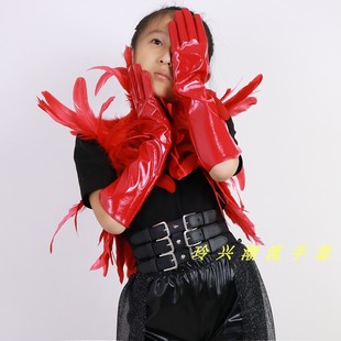 儿童模特走秀手套PU皮女团演出袖 科技未来感cos 套配饰创意赛服装