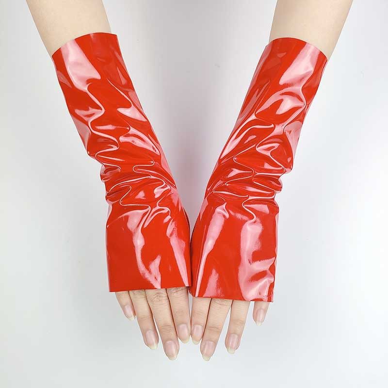 无指半掌漆皮手套少女袖套lo