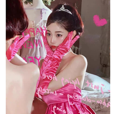 玫色手套芭比粉高级感缤纷果绿