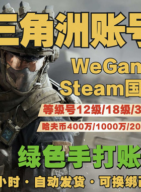 三角洲行动成品账号12/15/18/30/33级哈夫币可换绑纯绿steam国服