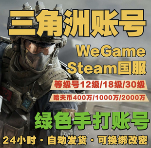 三角洲行动成品账号12/15/18/30/33级哈夫币可换绑纯绿steam国服