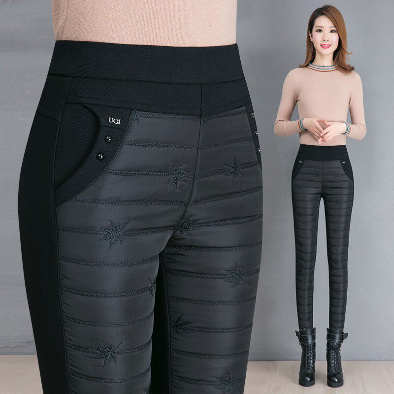 秋冬长裤女加绒加厚外穿保暖裤高腰修身棉裤休闲裤打底裤妈妈裤