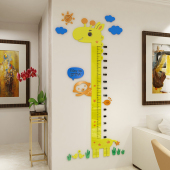 黄色长颈鹿儿童房身高墙贴3d立体宝宝量身高尺幼儿园测身高贴纸画