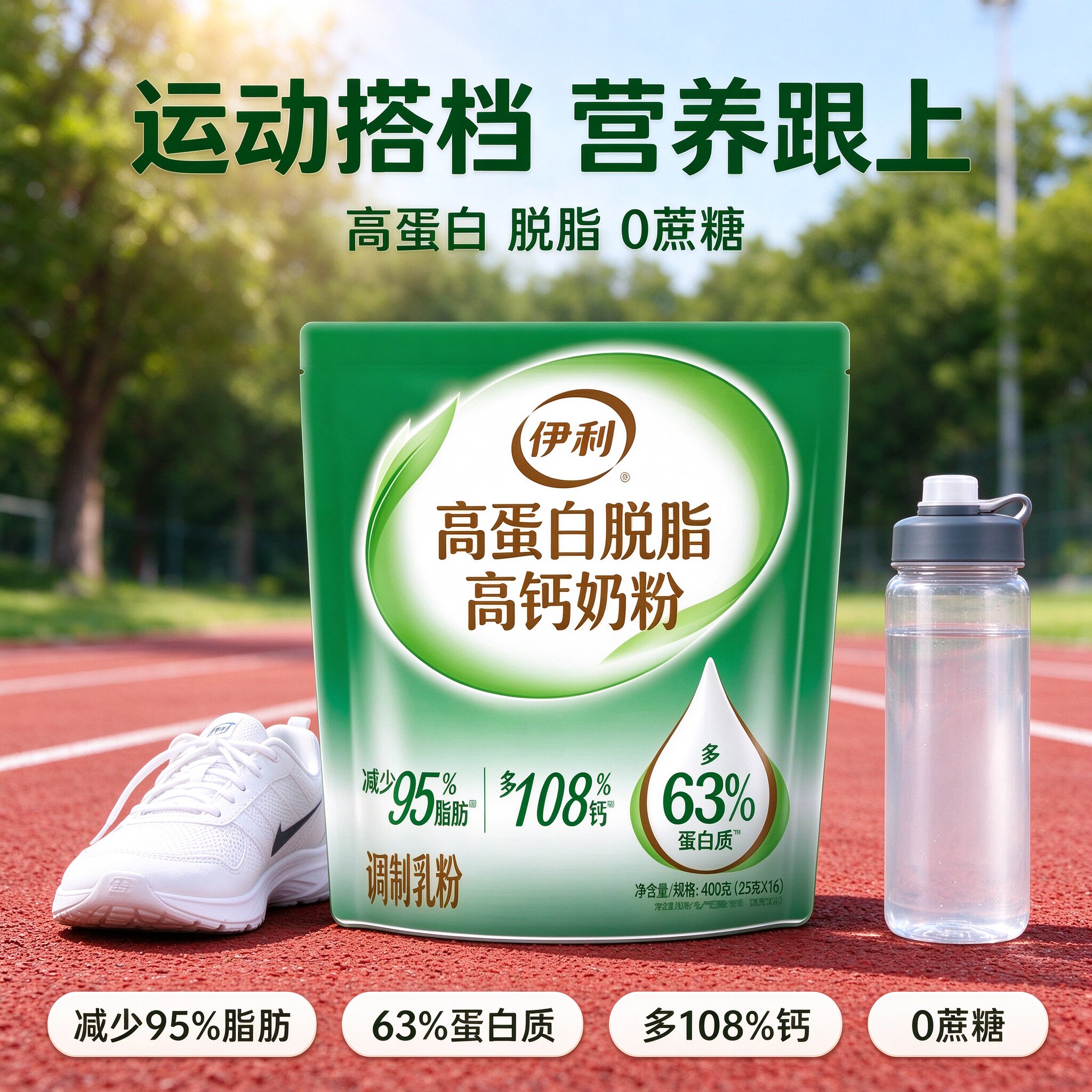 伊利高蛋白高钙低脱脂中老年奶粉