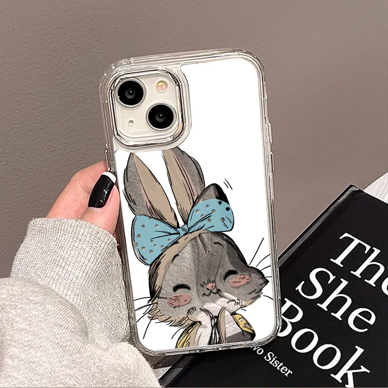 镜面款可爱蝴蝶结兔子手机壳
