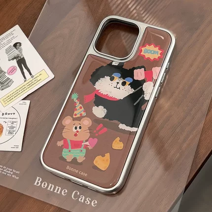 可爱ins风奶酪猫咪~适用15pro max多型号华为/苹果电镀滴胶防摔硬质手机壳~