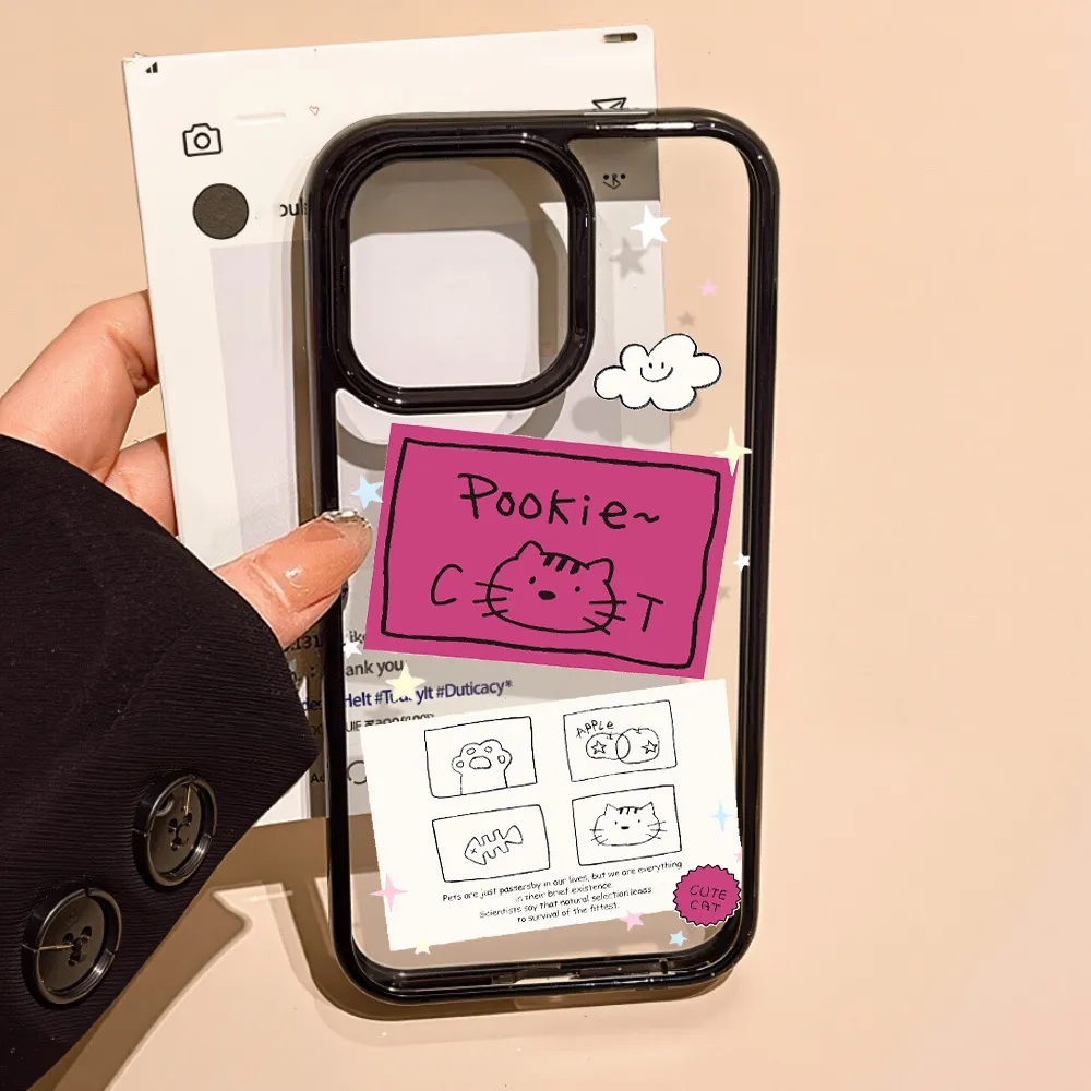 ins线条猫咪亚克力苹果手机壳