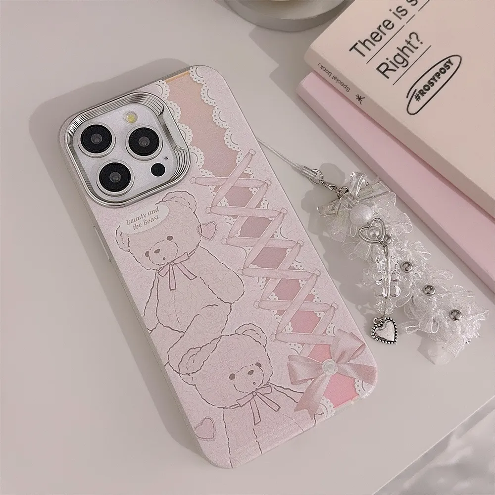 甜心芭蕾小熊蕾丝挂绳手机壳
