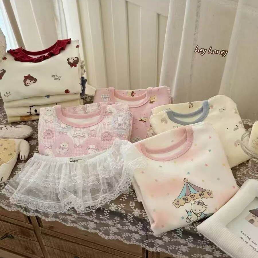 大小卷 Hey honey女童300克舒绒秋衣秋裤内衣套装儿童家睡衣