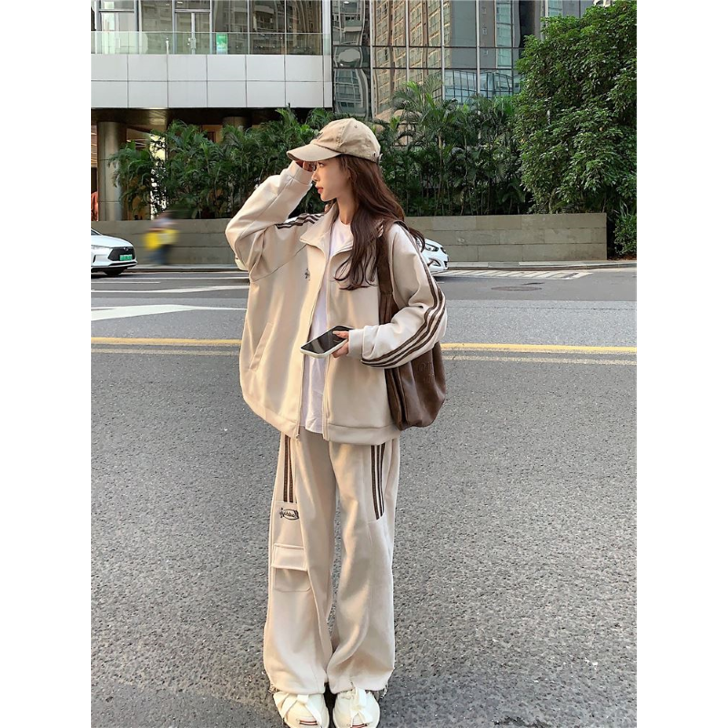 韩版宽松显瘦美式卫衣运动套装女春秋季学生跑步时尚休闲两件套潮