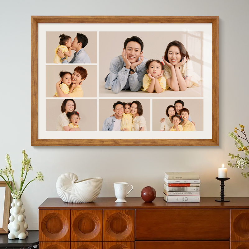 亲子照片定制水晶相框全家福摆台