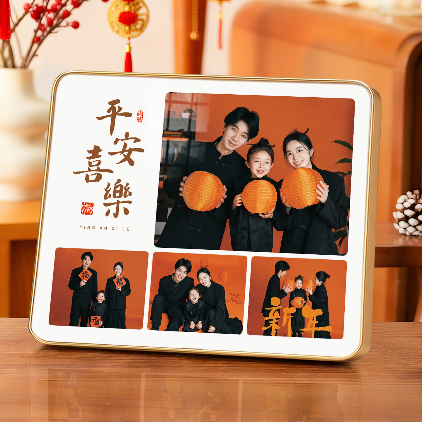 水晶摆台相框新年全家福照片定制
