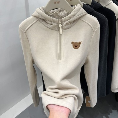 连帽卫衣女设计感加厚保暖外套