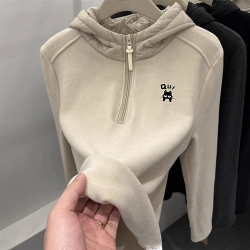磨毛德绒加厚连帽卫衣女