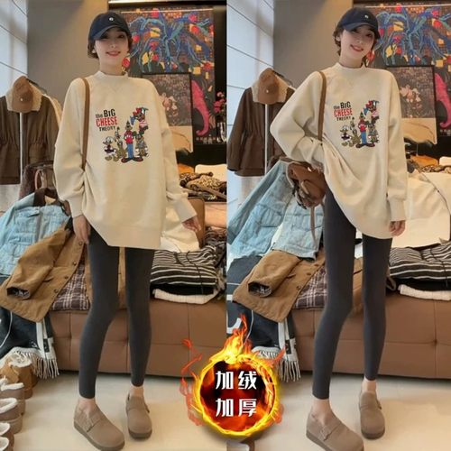 美式复古加绒加厚立领卫衣女