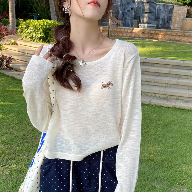洋气小众白色防晒罩衫女