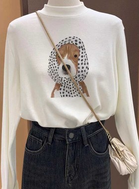 上身巨舒服!磨毛双面德绒圆领长袖T恤女秋冬加厚保暖打底减龄上衣